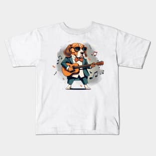 Beagle Playing Guitar Kids T-Shirt